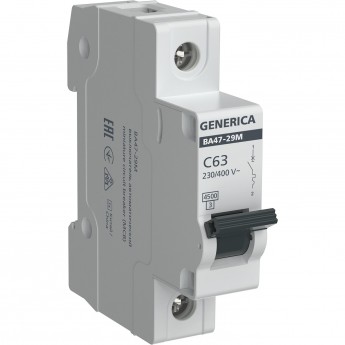 Автоматический выключатель IEK ВА47-29М 1P 63А 4,5кА C GENERICA Автоматический выключатель IEK ВА47-29М 1P 63А 4,5кА C GENERICA