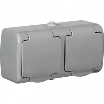 Розетка 2-местная для открытой установки IEK AQUATIC РСш22-2-А с заземляющим контактом и крышкой 16А IP54 - ERA22-K03-16-54 Розетка 2-местная для открытой установки IEK AQUATIC РСш22-2-А с заземляющим контактом и крышкой 16А IP54 - ERA22-K03-16-54