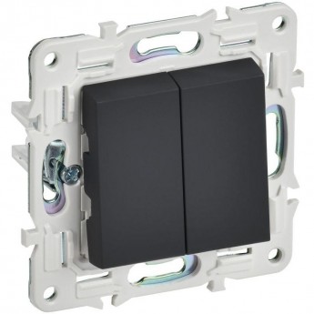 Выключатель 2-клавишный IEK SKANDY 10А SK-V04G графит SK-V20-0-10-K53